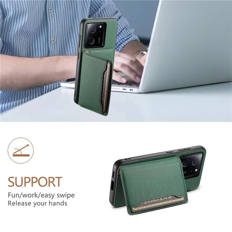 For Xiaomi 13T / 13T Pro / Redmi K60 Ultra Kickstand Case Card Slots Calf Texture Phone Protector