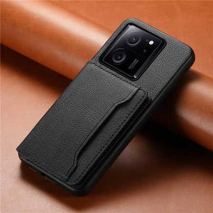 For Xiaomi 13T / 13T Pro / Redmi K60 Ultra Kickstand Case Card Slots Calf Texture Phone Protector