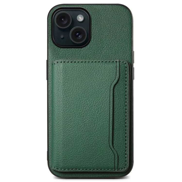 For iPhone 15 Shockproof Case Calf Texture PU Leather Phone Cover