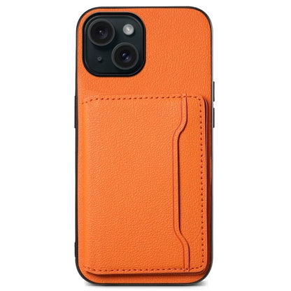 For iPhone 15 Shockproof Case Calf Texture PU Leather Phone Cover