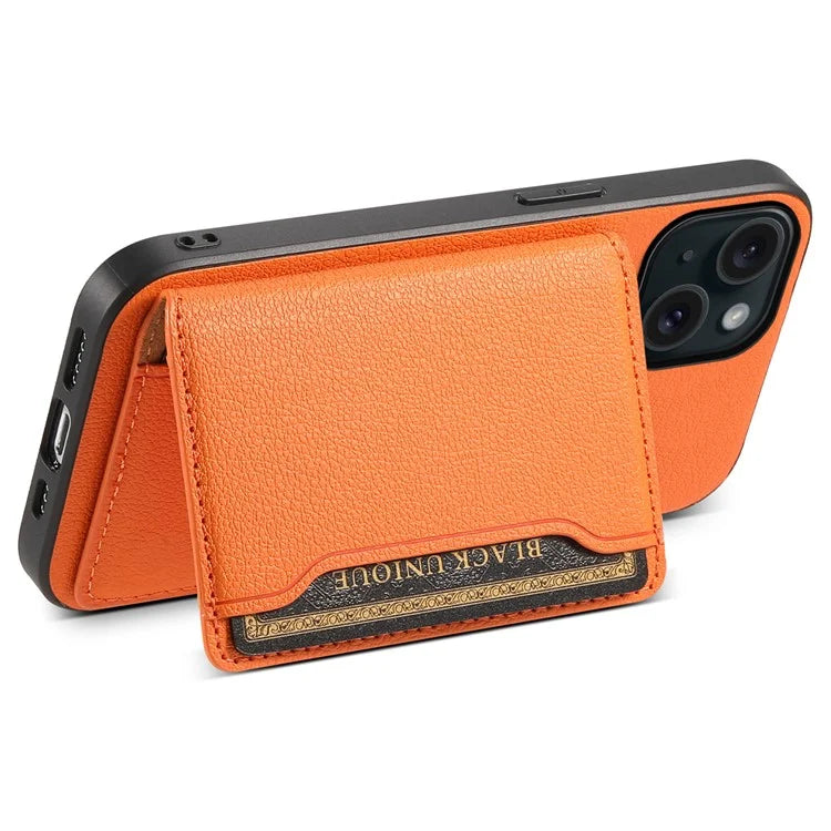 For iPhone 15 Shockproof Case Calf Texture PU Leather Phone Cover