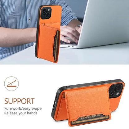 For iPhone 15 Shockproof Case Calf Texture PU Leather Phone Cover