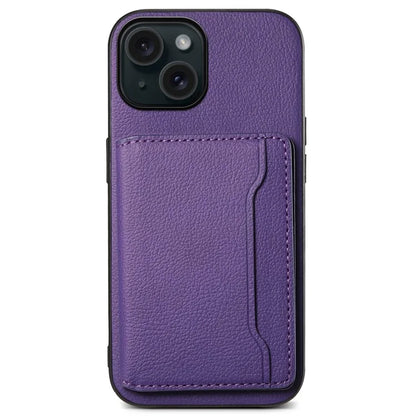 For iPhone 15 Shockproof Case Calf Texture PU Leather Phone Cover