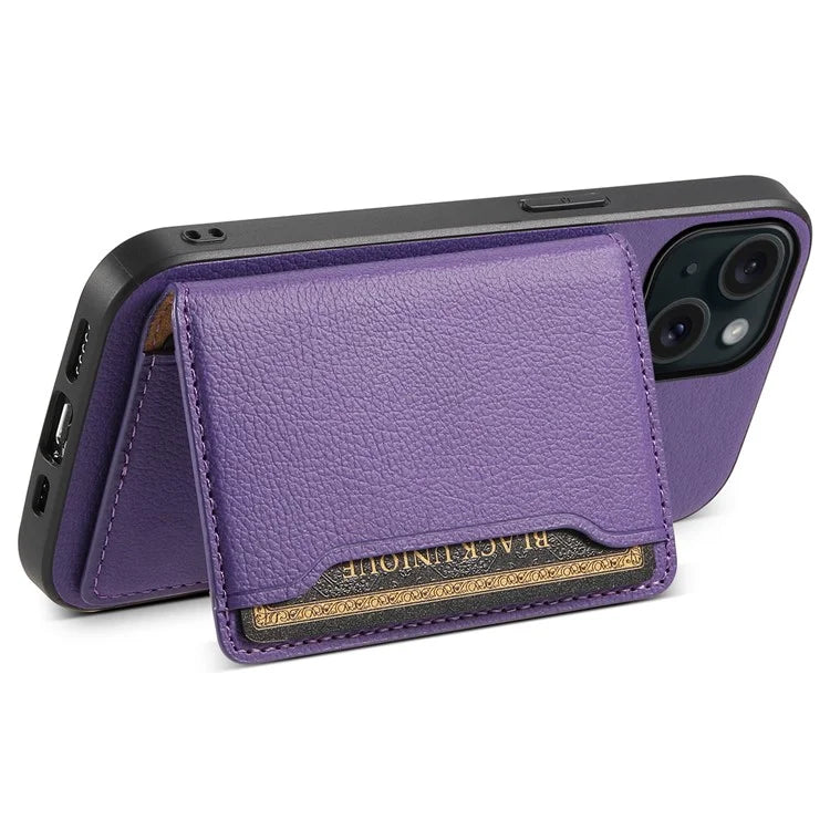 For iPhone 15 Shockproof Case Calf Texture PU Leather Phone Cover
