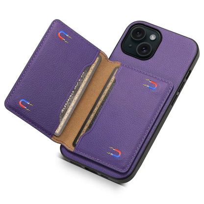 For iPhone 15 Shockproof Case Calf Texture PU Leather Phone Cover