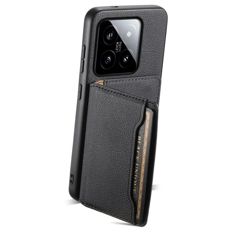 For Xiaomi 14 Case Anti-Scratch Calf Texture Kickstand Phone Cover