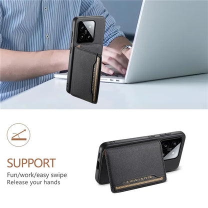 For Xiaomi 14 Case Anti-Scratch Calf Texture Kickstand Phone Cover