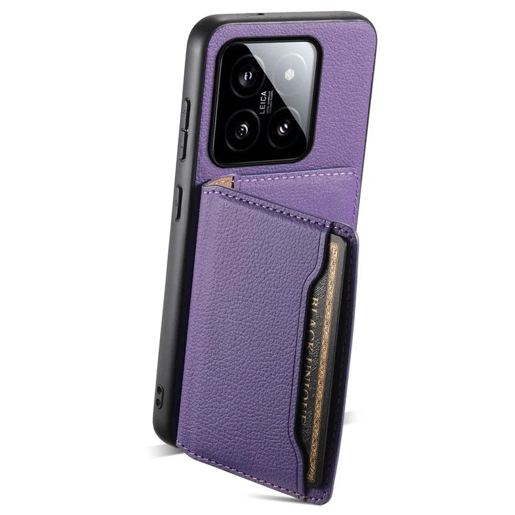For Xiaomi 14 Case Anti-Scratch Calf Texture Kickstand Phone Cover