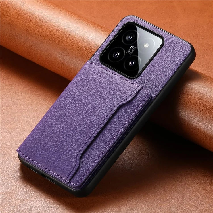 For Xiaomi 14 Case Anti-Scratch Calf Texture Kickstand Phone Cover