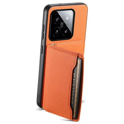 For Xiaomi 14 Case Anti-Scratch Calf Texture Kickstand Phone Cover