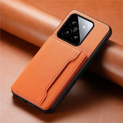 For Xiaomi 14 Case Anti-Scratch Calf Texture Kickstand Phone Cover