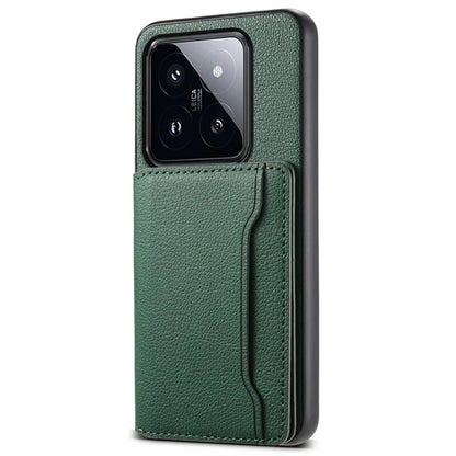 For Xiaomi 14 Pro Case with Card Holder PU Leather Calf Texture Phone Back Cover