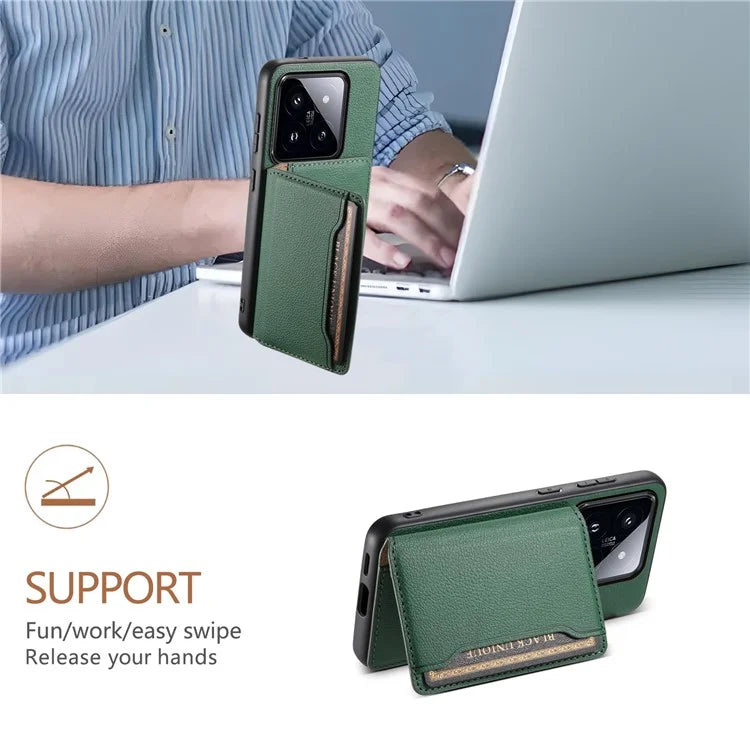 For Xiaomi 14 Pro Case with Card Holder PU Leather Calf Texture Phone Back Cover