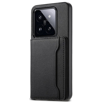 For Xiaomi 14 Pro Case with Card Holder PU Leather Calf Texture Phone Back Cover