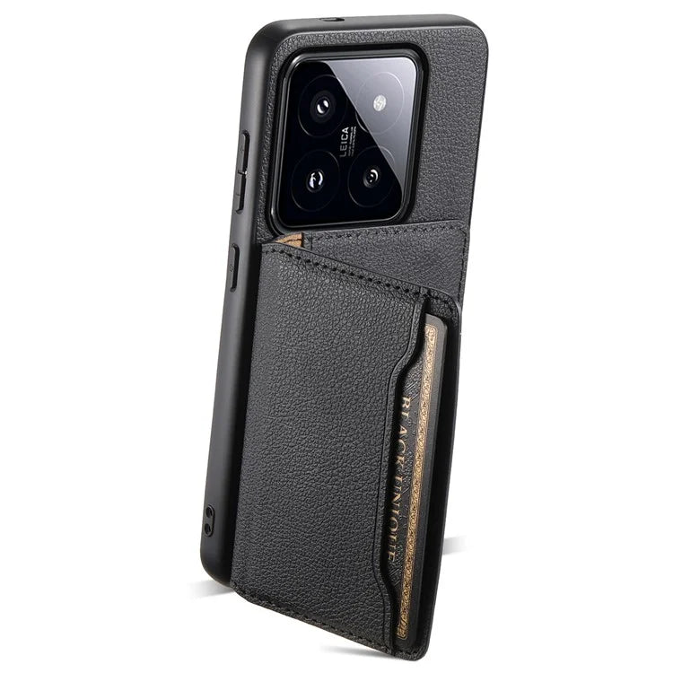 For Xiaomi 14 Pro Case with Card Holder PU Leather Calf Texture Phone Back Cover