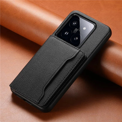 For Xiaomi 14 Pro Case with Card Holder PU Leather Calf Texture Phone Back Cover