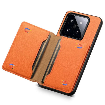 For Xiaomi 14 Pro Case with Card Holder PU Leather Calf Texture Phone Back Cover