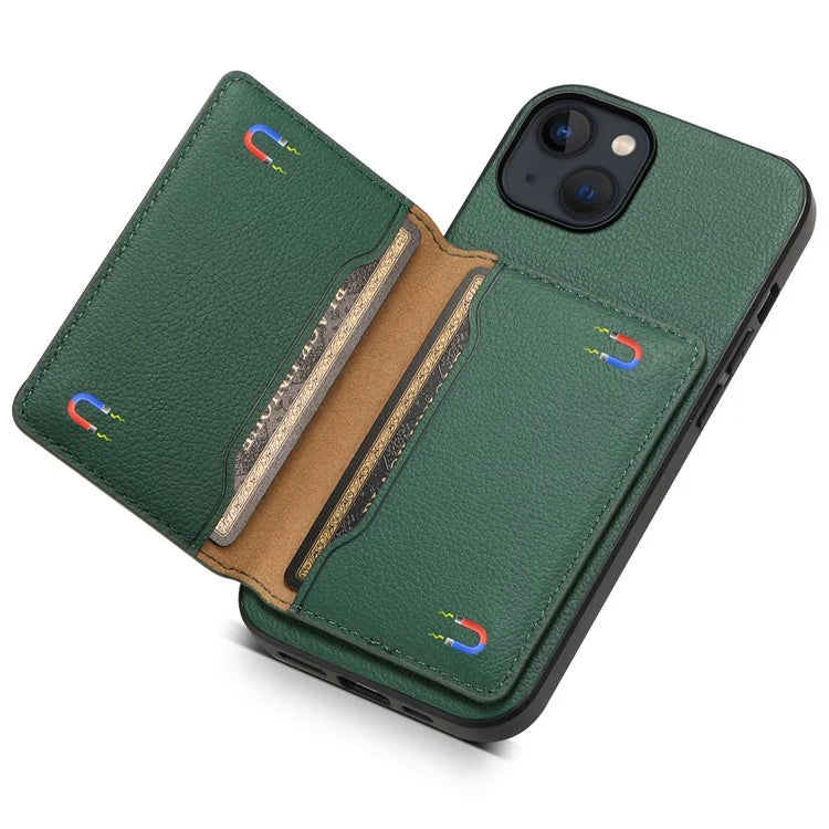 For iPhone 13 Case Card Holder Slots Kickstand PU Leather Phone Back Cover