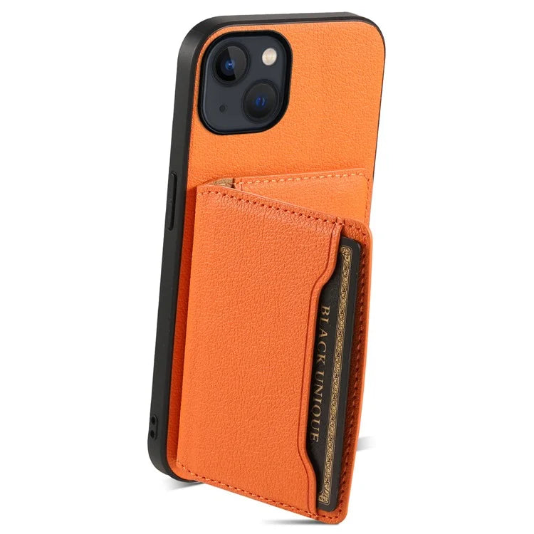 For iPhone 13 Case Card Holder Slots Kickstand PU Leather Phone Back Cover