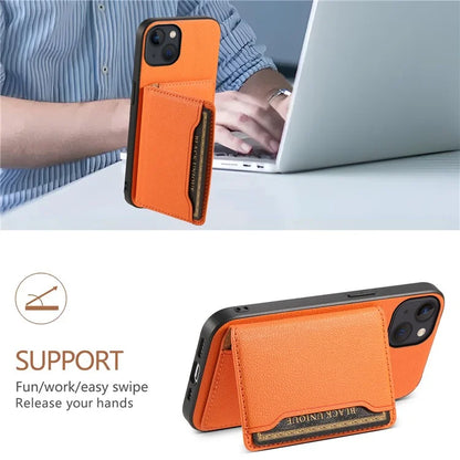 For iPhone 13 Case Card Holder Slots Kickstand PU Leather Phone Back Cover