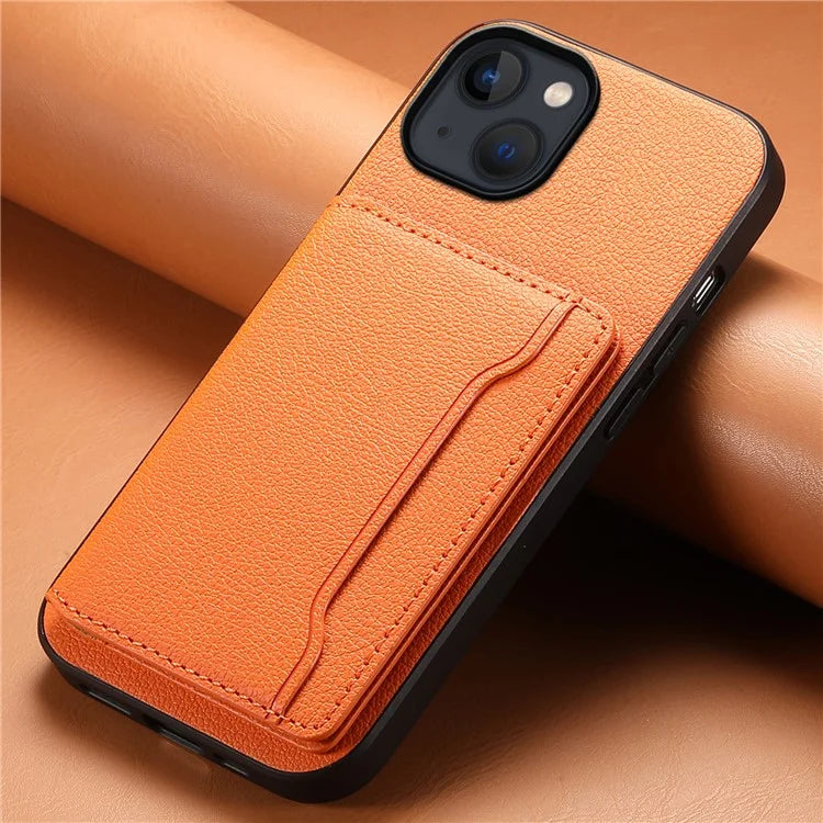 For iPhone 13 Case Card Holder Slots Kickstand PU Leather Phone Back Cover