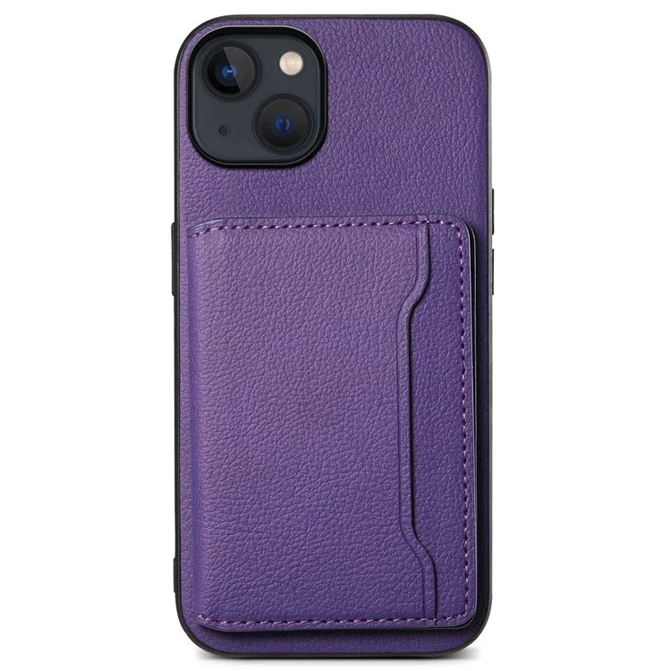 For iPhone 13 Case Card Holder Slots Kickstand PU Leather Phone Back Cover