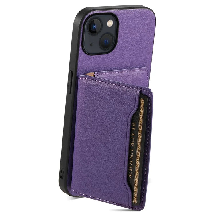 For iPhone 13 Case Card Holder Slots Kickstand PU Leather Phone Back Cover