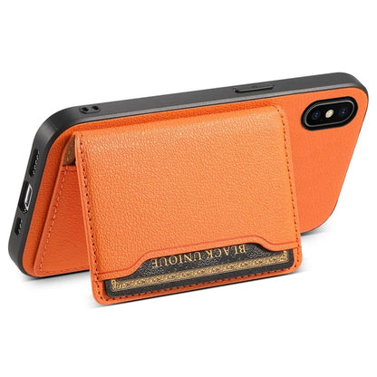 For iPhone X / XS Case Card Slot Calf Texture PU+ PC+TPU Phone Cover with Kickstand
