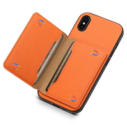 For iPhone X / XS Case Card Slot Calf Texture PU+ PC+TPU Phone Cover with Kickstand