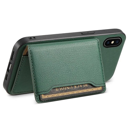 For iPhone X / XS Case Card Slot Calf Texture PU+ PC+TPU Phone Cover with Kickstand