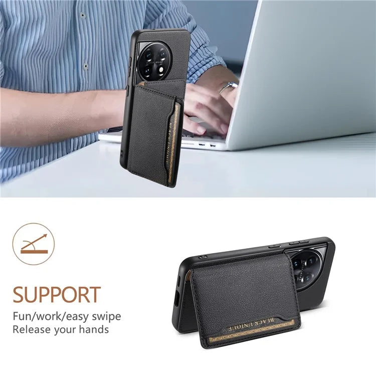 For OnePlus 11 5G Case PU Leather Coated PC+TPU Protective Phone Cover