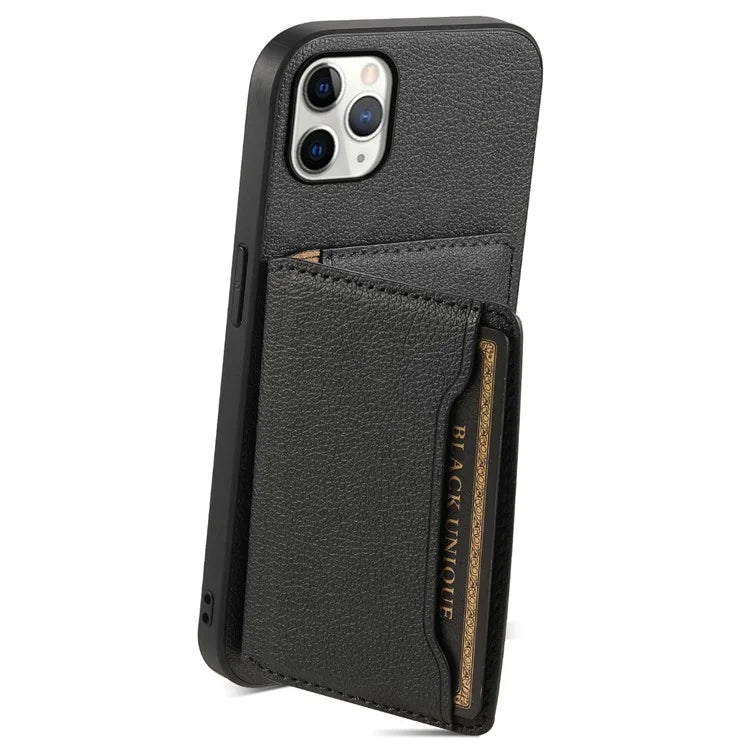 For iPhone 11 Pro Max Kickstand Case Anti-Scratch Calf Texture Cell Phone Cover