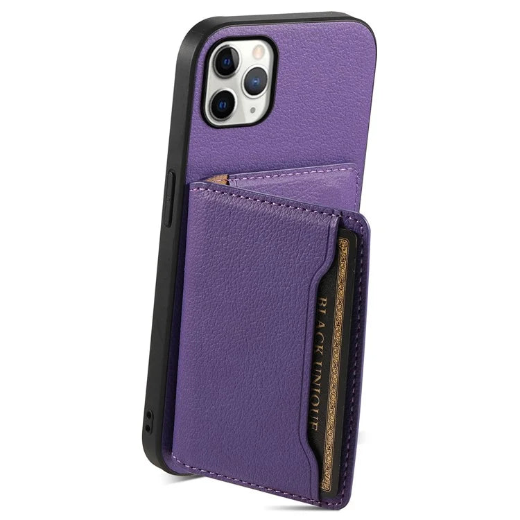 For iPhone 11 Pro Max Kickstand Case Anti-Scratch Calf Texture Cell Phone Cover