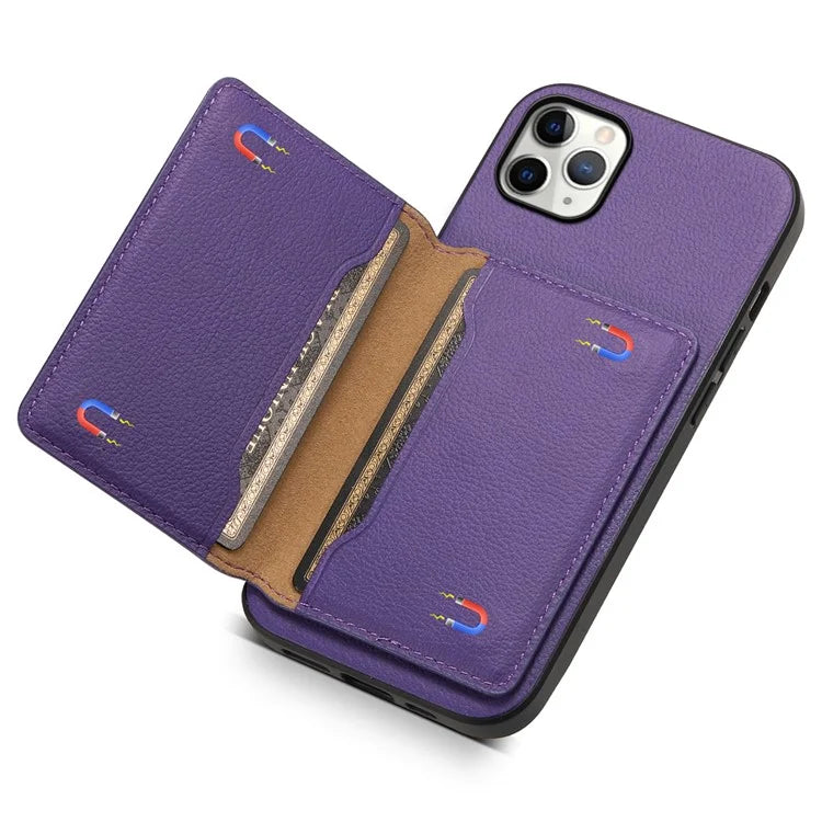 For iPhone 11 Pro Max Kickstand Case Anti-Scratch Calf Texture Cell Phone Cover