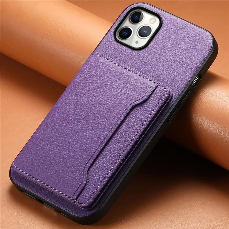 For iPhone 11 Pro Max Kickstand Case Anti-Scratch Calf Texture Cell Phone Cover