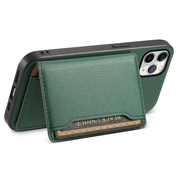 For iPhone 11 Pro Max Kickstand Case Anti-Scratch Calf Texture Cell Phone Cover