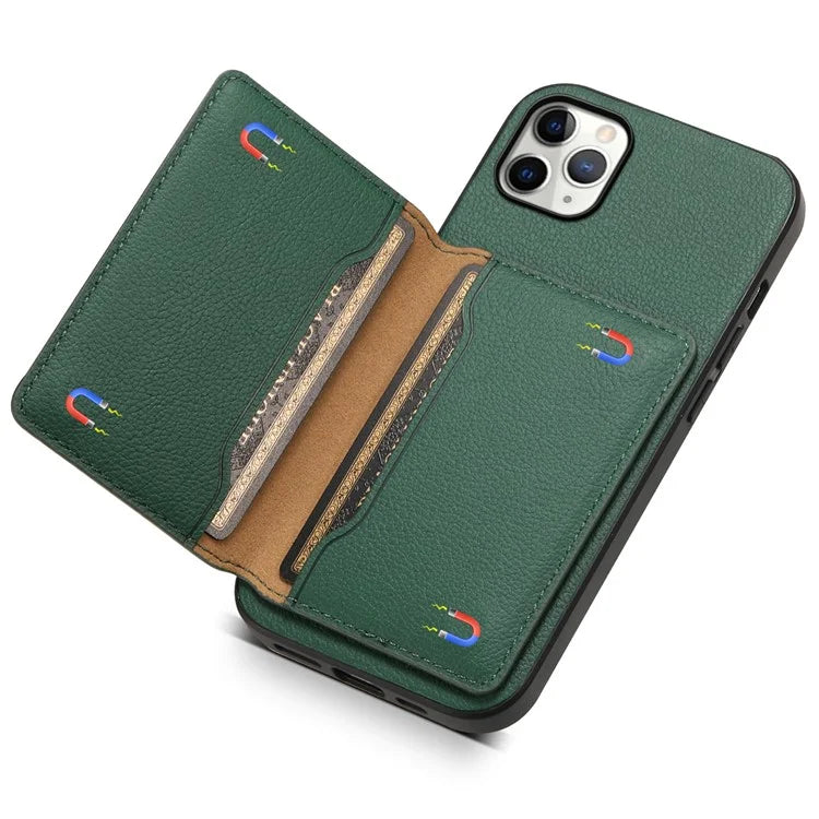 For iPhone 11 Pro Max Kickstand Case Anti-Scratch Calf Texture Cell Phone Cover