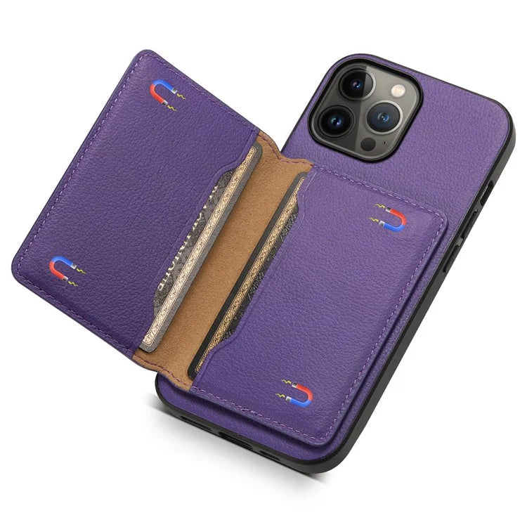 For iPhone 13 Pro Max Case Calf Texture PU Leather Back Cover with Card Holder