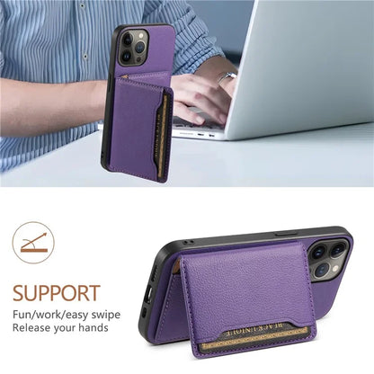 For iPhone 13 Pro Max Case Calf Texture PU Leather Back Cover with Card Holder