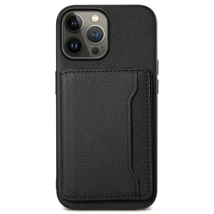 For iPhone 13 Pro Max Case Calf Texture PU Leather Back Cover with Card Holder