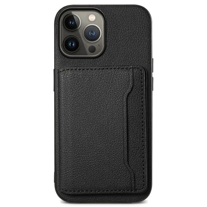 For iPhone 13 Pro Max Case Calf Texture PU Leather Back Cover with Card Holder