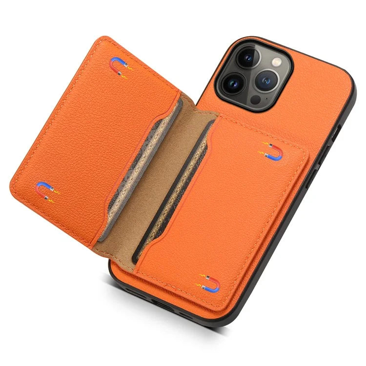 For iPhone 13 Pro Max Case Calf Texture PU Leather Back Cover with Card Holder