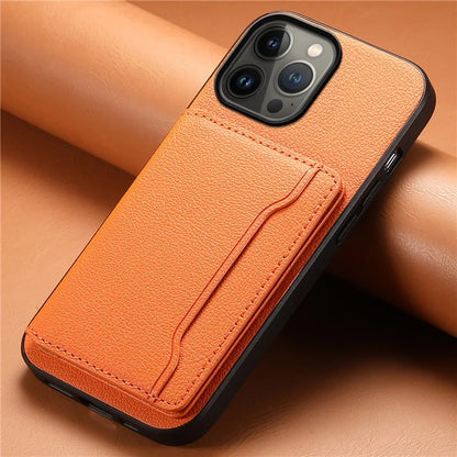 For iPhone 13 Pro Max Case Calf Texture PU Leather Back Cover with Card Holder