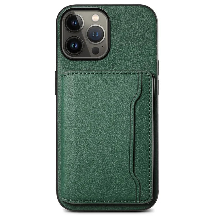 For iPhone 13 Pro Max Case Calf Texture PU Leather Back Cover with Card Holder