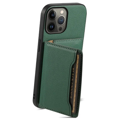For iPhone 13 Pro Max Case Calf Texture PU Leather Back Cover with Card Holder