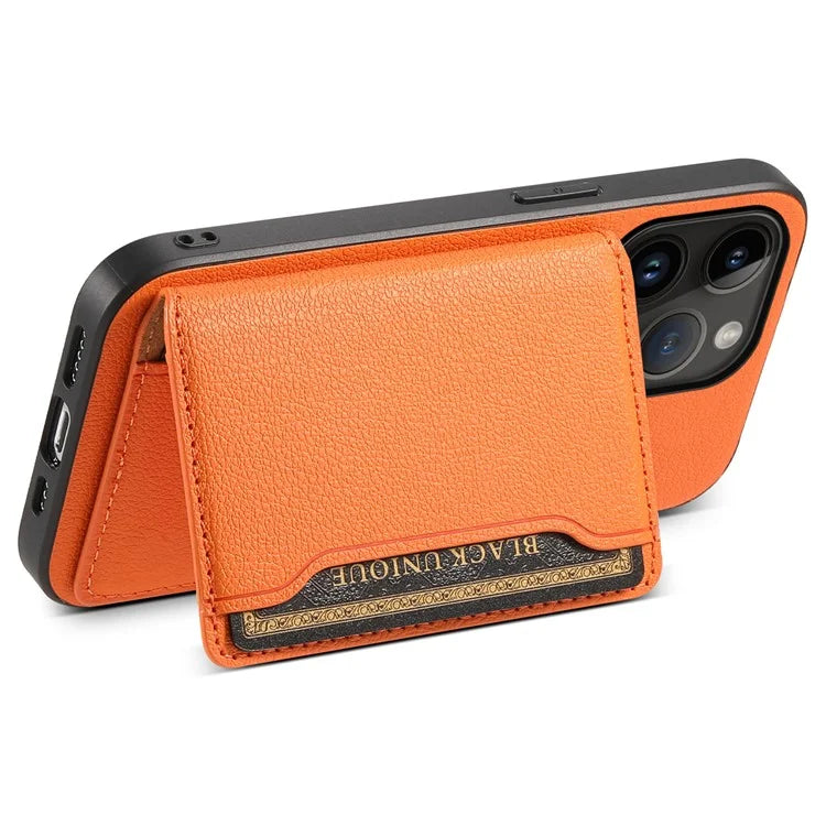 For iPhone 14 Pro Kickstand Case Card Slot Calf Texture PU+ PC+TPU Phone Case