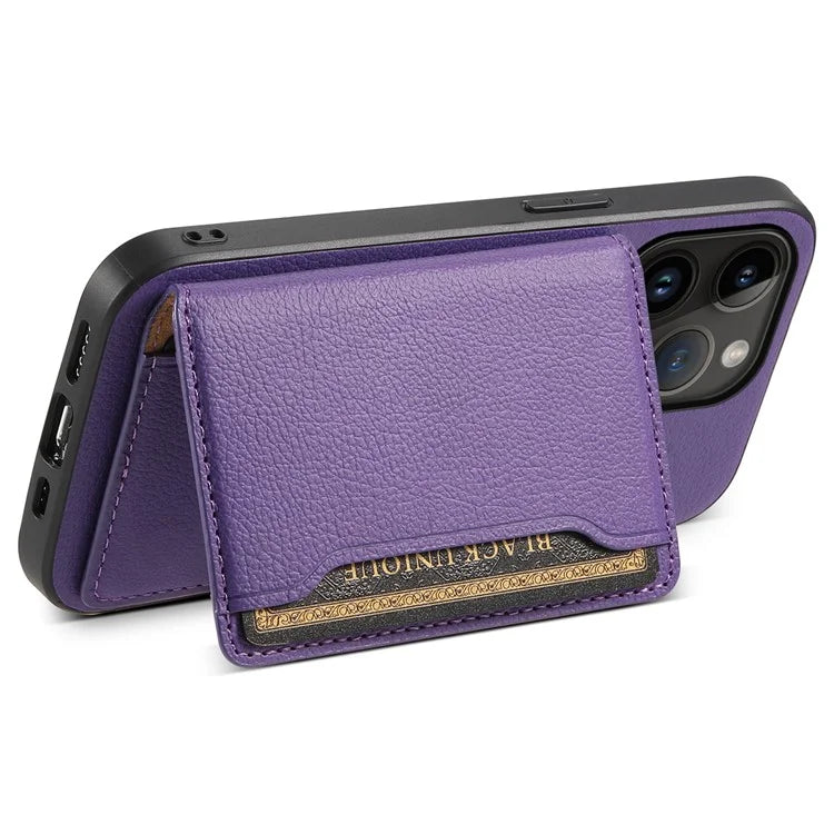 For iPhone 14 Pro Kickstand Case Card Slot Calf Texture PU+ PC+TPU Phone Case