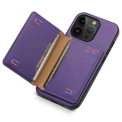 For iPhone 14 Pro Kickstand Case Card Slot Calf Texture PU+ PC+TPU Phone Case