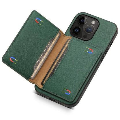 For iPhone 14 Pro Kickstand Case Card Slot Calf Texture PU+ PC+TPU Phone Case