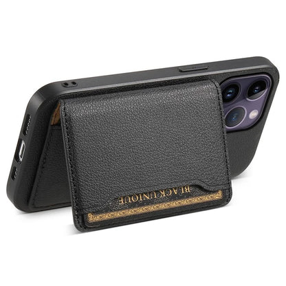 For iPhone 14 Pro Max Case Calf Texture PU Leather Kickstand Shockproof Back Cover